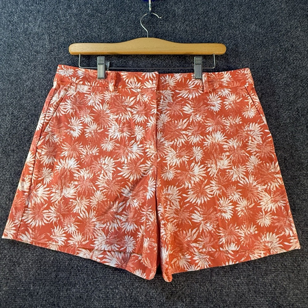 Michael Kors Womens Shorts Size 10 Coral White Floral Stretch Chino Casual